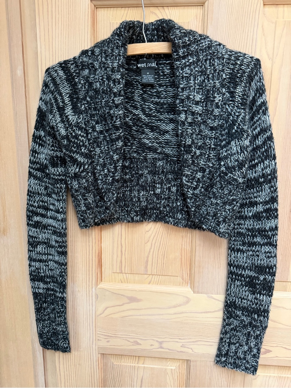 Wet Seal Black & Gray Marled Cropped Cardigan
